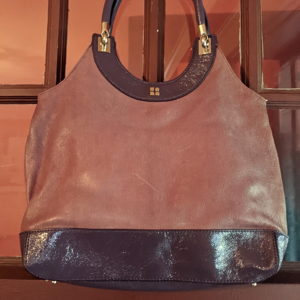 Kate Spade purple leather satchel with patent trim